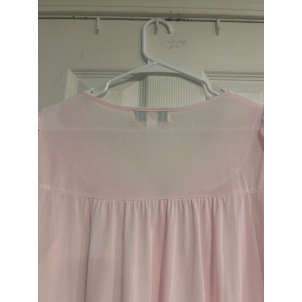 Miss Elaine Classics Woman Pink Nylon Tricot Button Front Robe Embroidered 1X - Picture 7 of 7
